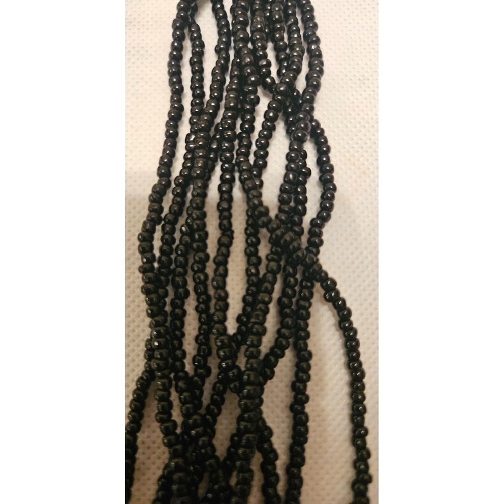 VINTAGE TRIFARI Beaded Necklace and Earrings Set - Black Seed Beads Jewelry Set - Picture 14 of 15